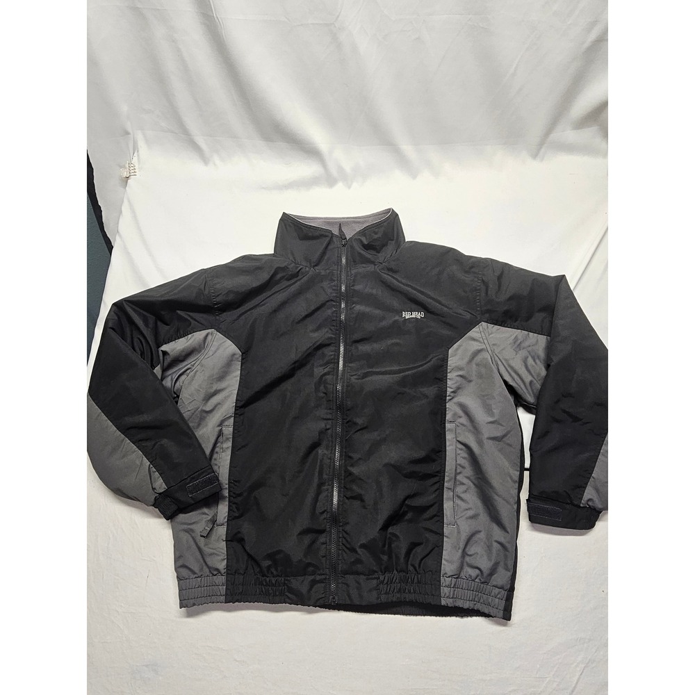 RedHead Mens XL Black Gray Fleece Lined Full Zip Nylon Jacket Windbreaker